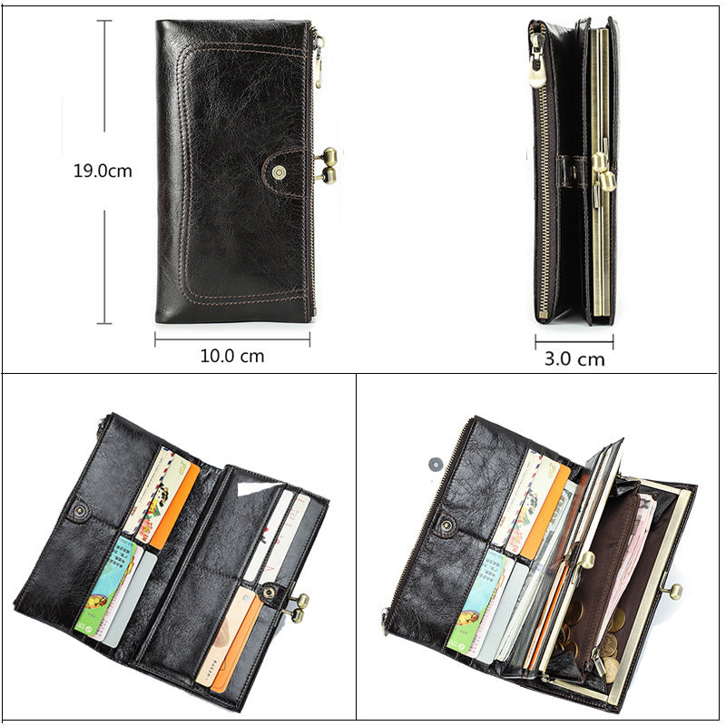 Schwarzer Engel erste Schicht Rindsleder High-End-Eisen-Damen Brieftasche