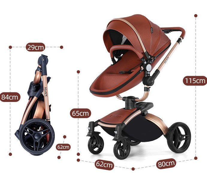 3-in-1 Kinderwagen mit hoher Sitzposition & 360° Drehung