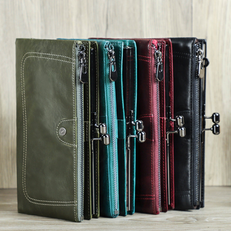 Schwarzer Engel erste Schicht Rindsleder High-End-Eisen-Damen Brieftasche