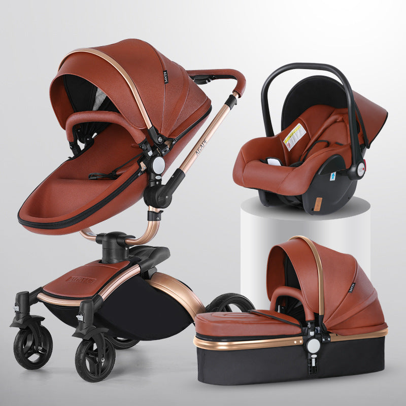 3-in-1 Kinderwagen mit hoher Sitzposition & 360° Drehung
