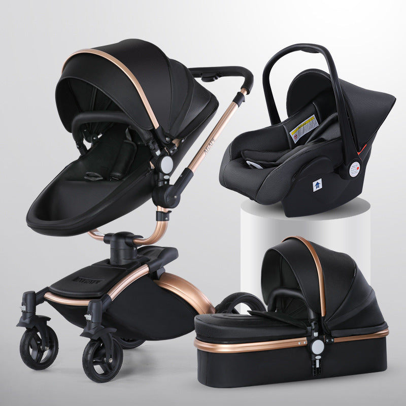 3-in-1 Kinderwagen mit hoher Sitzposition & 360° Drehung