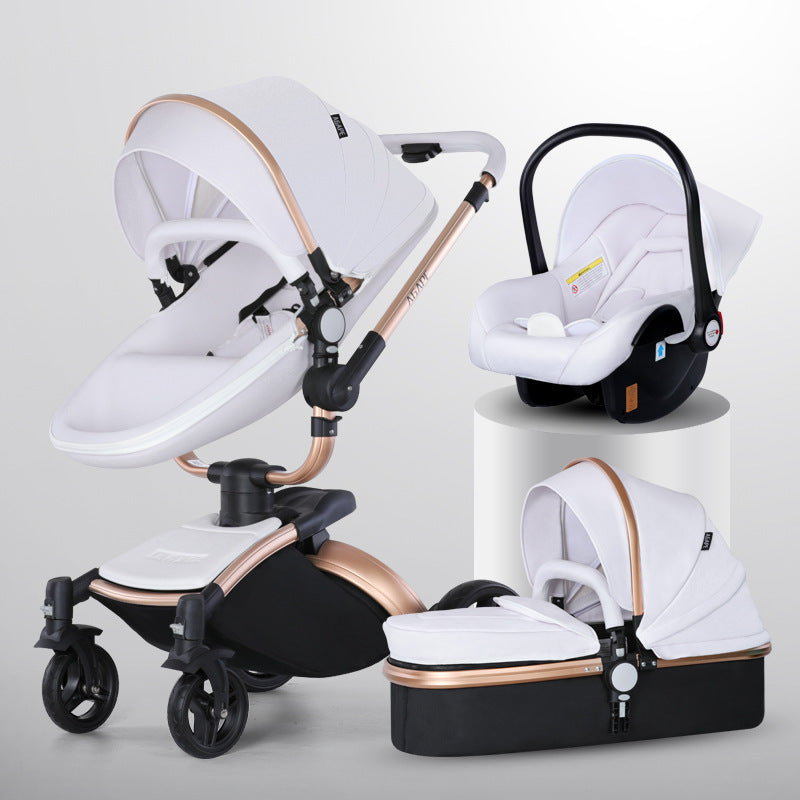 3-in-1 Kinderwagen mit hoher Sitzposition & 360° Drehung