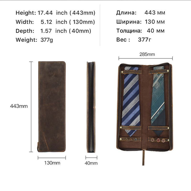 Vintage-Krawattenaufbewahrungsbox aus Crazy-Horse-Leder für Herren