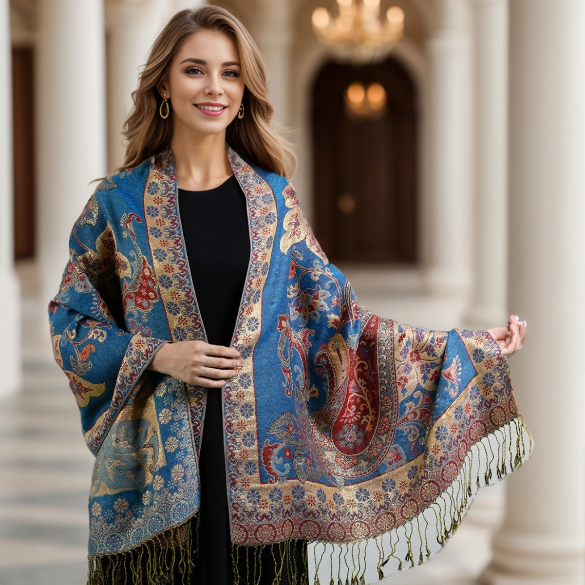 Bestseller in Europa & Amerika – Ethno-Schal mit Paisley-Muster und Fransen