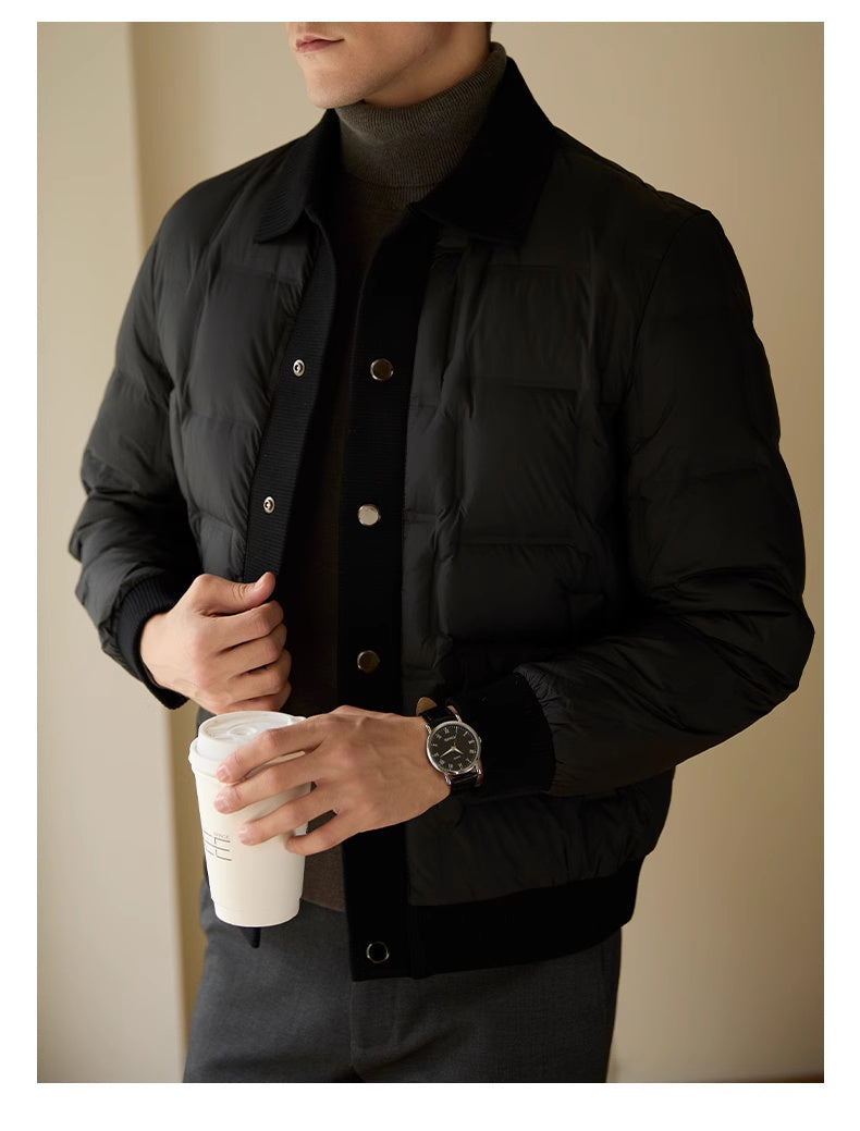 Herren Kurzmantel – Hochwertiger Casual-Stil mit Patchwork