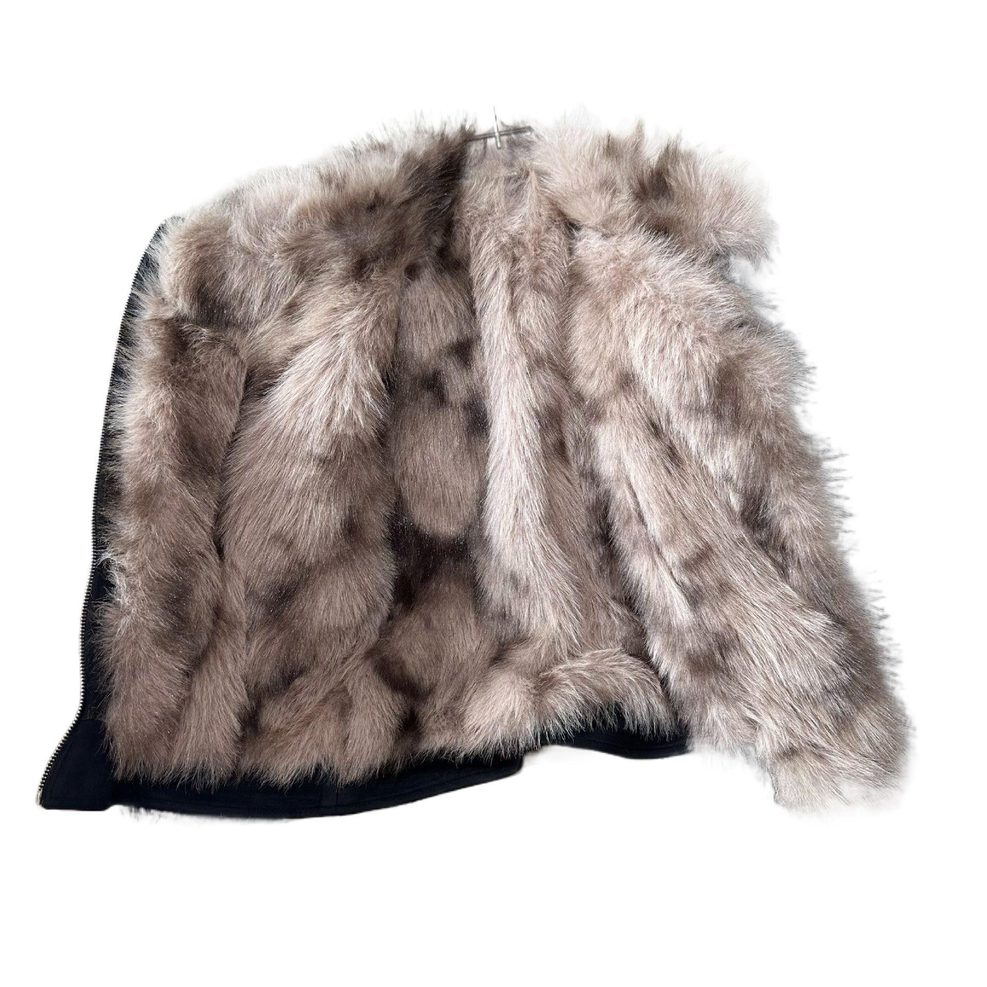 Winter Schwarz Pelz Motorrad Warme Jacke