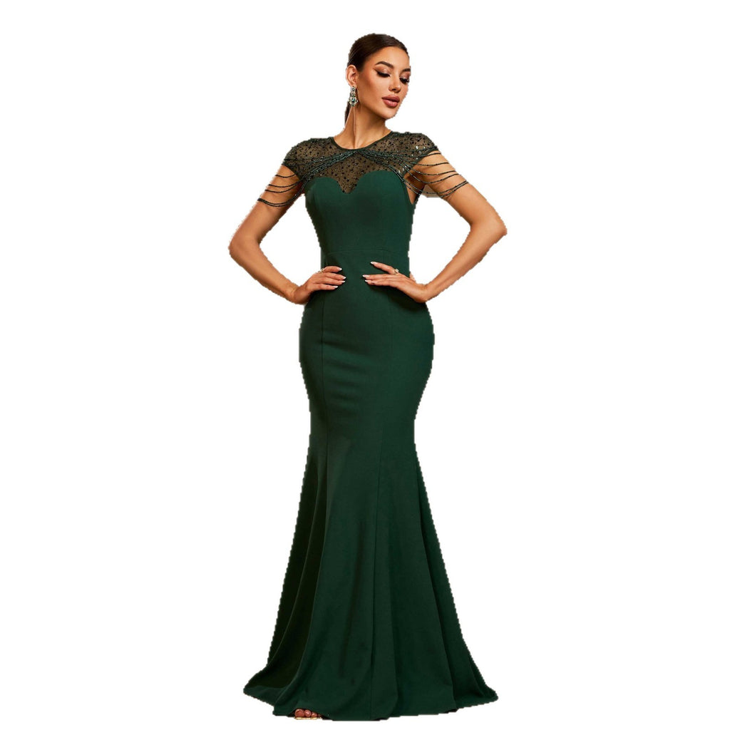 Elegantes Abendkleid – ärmellos, Rundhals, mit Pailletten · Slim Fit Sheath · Fishtail-Design für Bankett & Gala