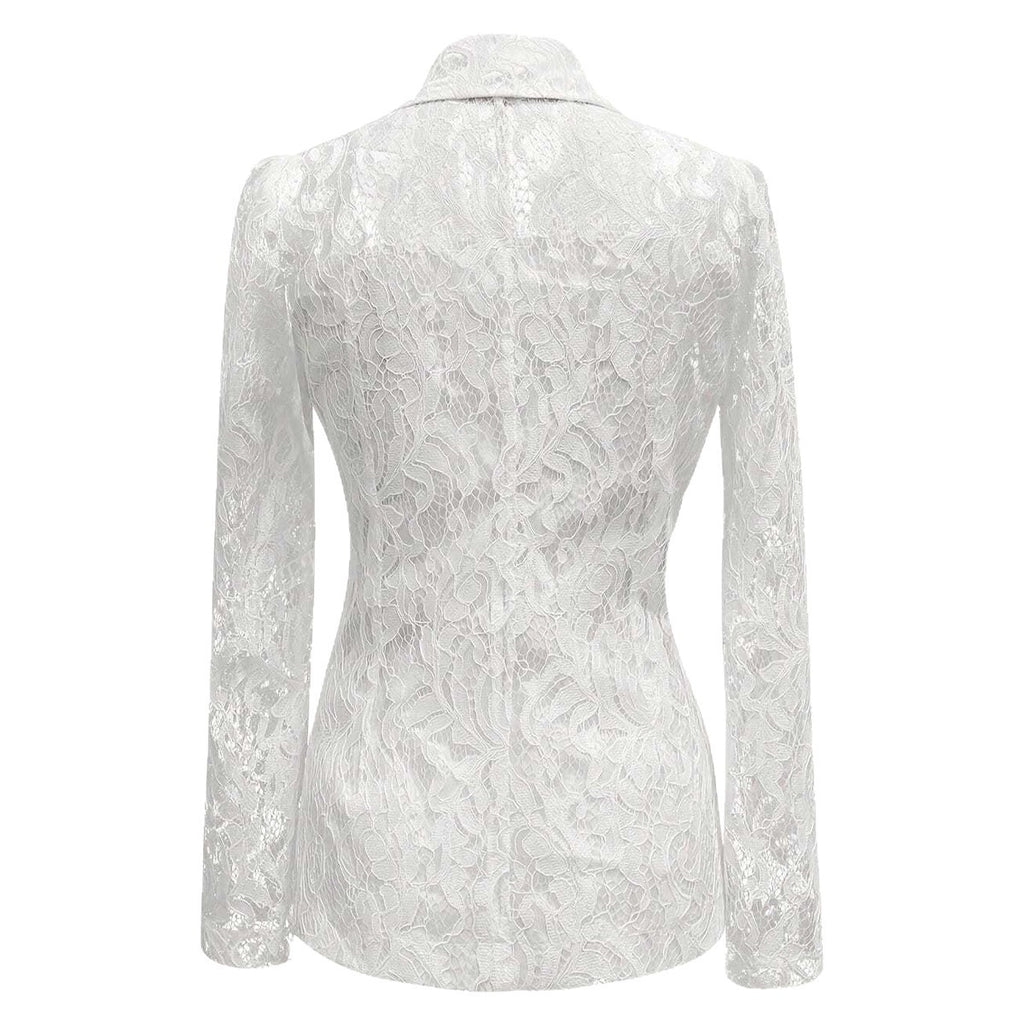 „Eleganter Slim-Mantel mit gestickten Cut-out-Blüten