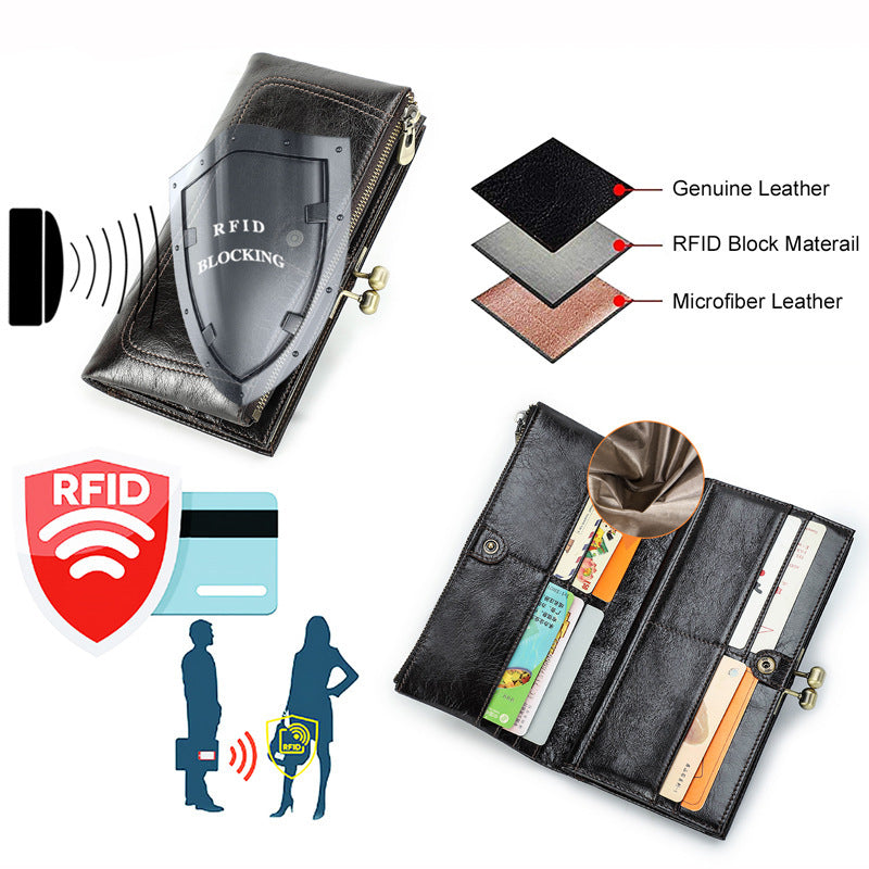 Schwarzer Engel erste Schicht Rindsleder High-End-Eisen-Damen Brieftasche