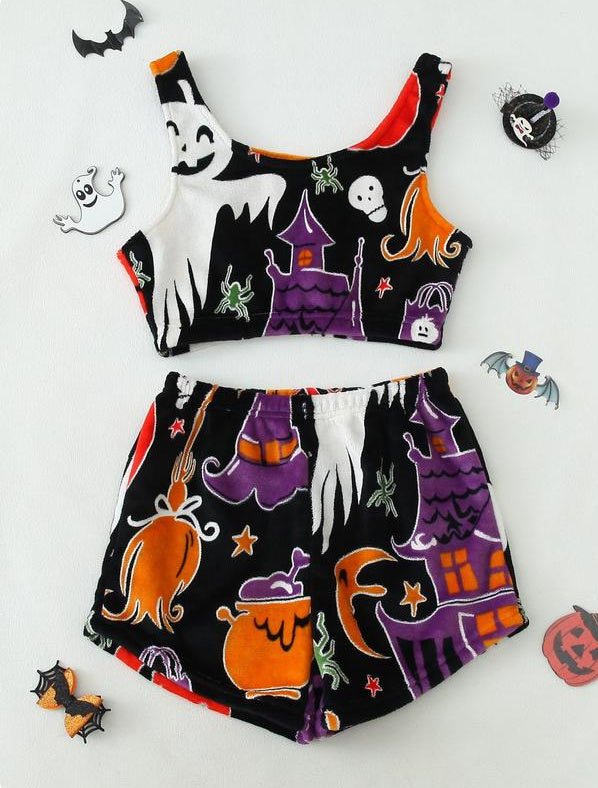 Damen Halloween Leuchtende Flanell-Pyjamas
