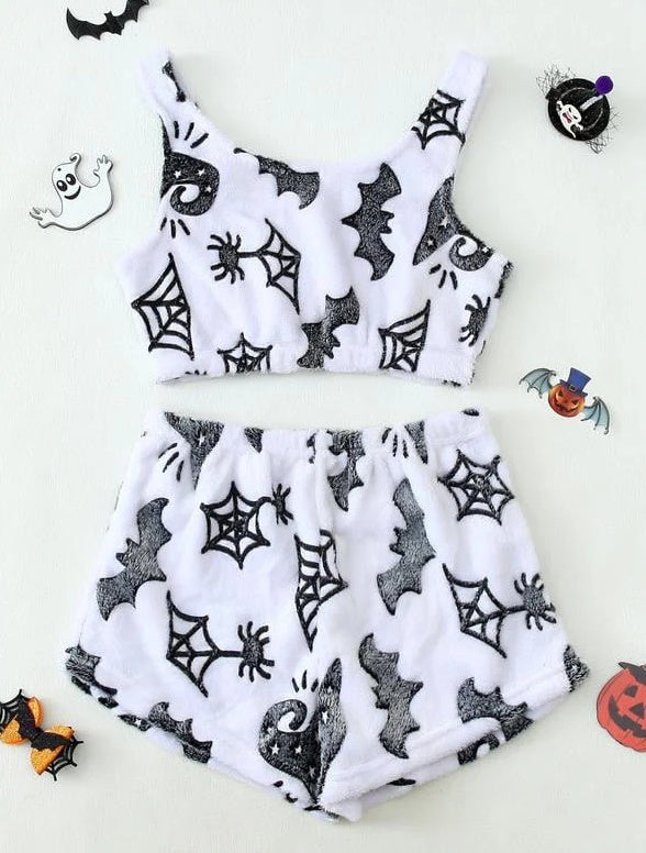 Damen Halloween Leuchtende Flanell-Pyjamas