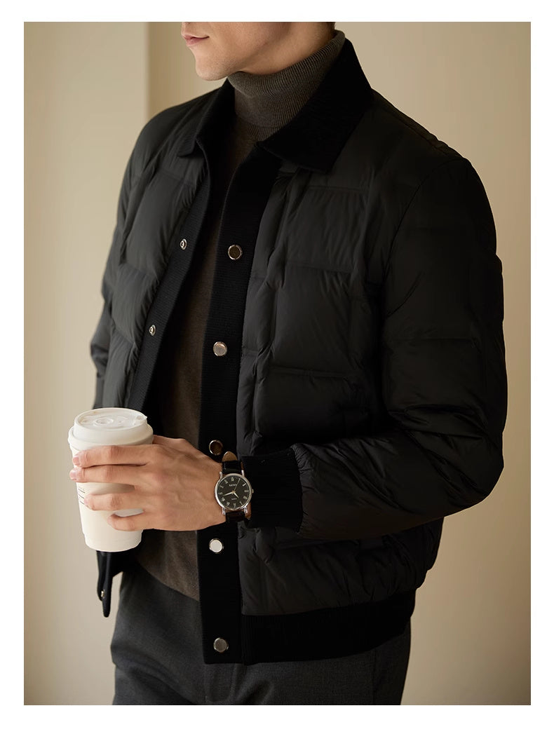 Herren Kurzmantel – Hochwertiger Casual-Stil mit Patchwork